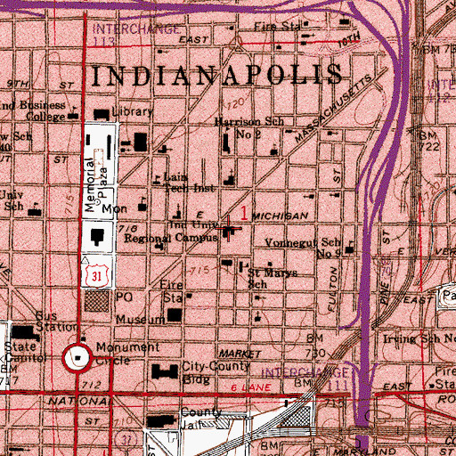 Topographic Map of Athenaeum, IN
