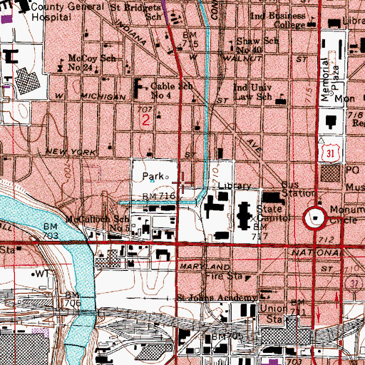 Topographic Map of Indiana Historical Society, IN