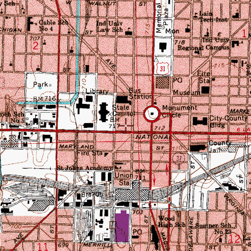 Topographic Map of Indiana Repertory Theater, IN