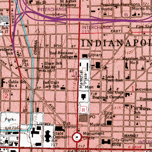 Topographic Map of Scottish Rite Cathedral, IN