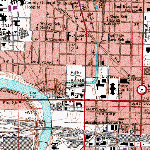 Topographic Map of Military Park, IN