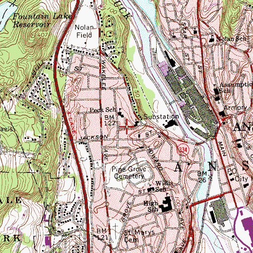 Topographic Map of Peck School, CT