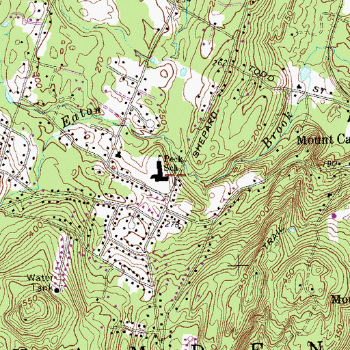 Topographic Map of Alice Peck School, CT
