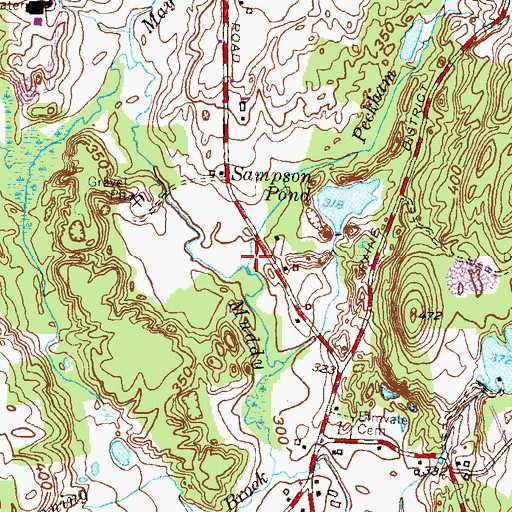 Topographic Map of Peckham Brook, CT