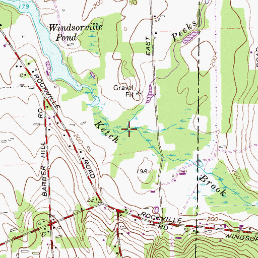 Topographic Map of Pecks Brook, CT