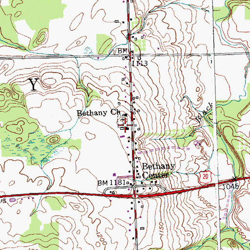 Topographic Map of Bethany Cemetery, NY