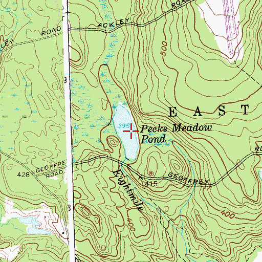 Topographic Map of Pecks Meadow Pond, CT