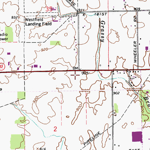 Topographic Map of Westfield Post Office, IN