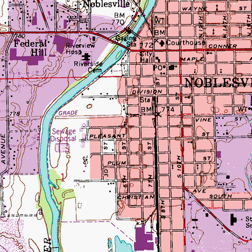 Topographic Map of Bethel African Methodist Episcopal Church, IN