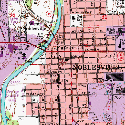 Topographic Map of Calvary Baptist Church, IN