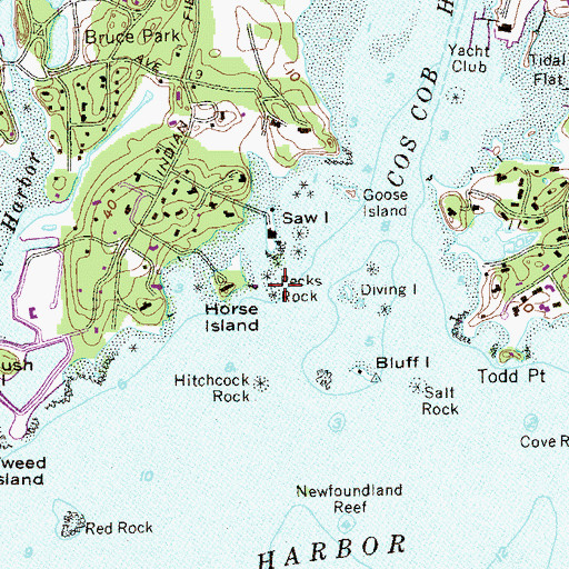 Topographic Map of Pecks Rock, CT