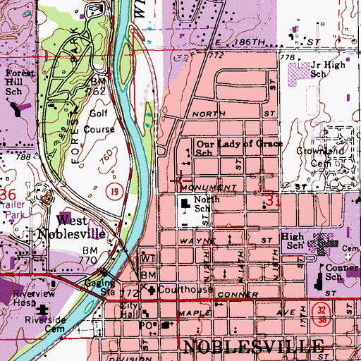 Topographic Map of New Life Assembly of God Church, IN