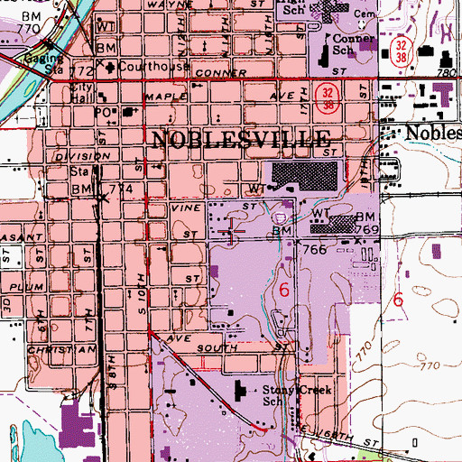 Topographic Map of Noblesville Baptist Church, IN