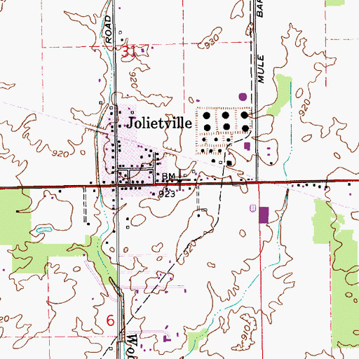 Topographic Map of First Baptist Church, IN
