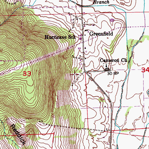 Topographic Map of Rogers Cemetery, AL
