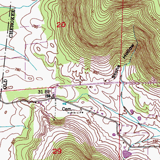 Topographic Map of Harbin-Dalton Cemetery, AL