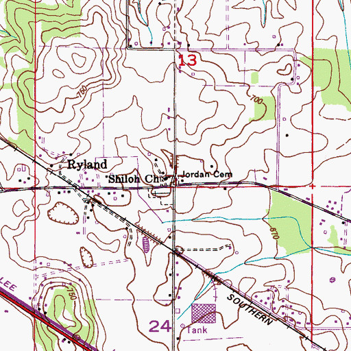 Topographic Map of Steger-Ormond Cemetery, AL
