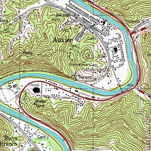 Topographic Map of Shot Gun Hollow, KY