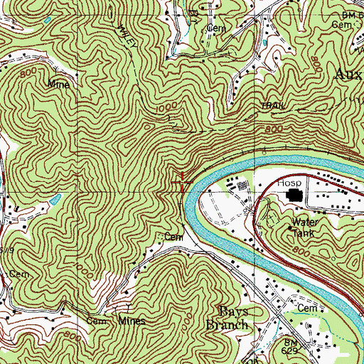 Topographic Map of Hunter Branch, KY