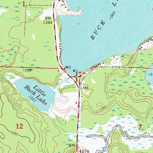 Topographic Map of Buck Lake Wayside Park, MN