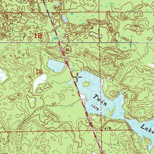 Topographic Map of Twin Lakes Wayside Park, MN