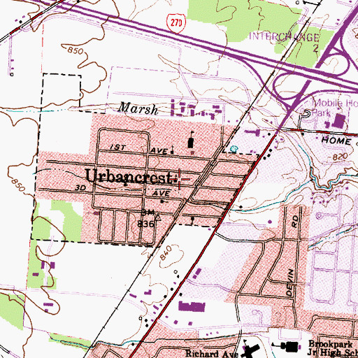 Topographic Map of True Vine Church, OH