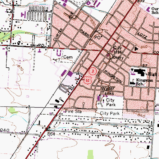 Topographic Map of First Presbyterian Church, OH