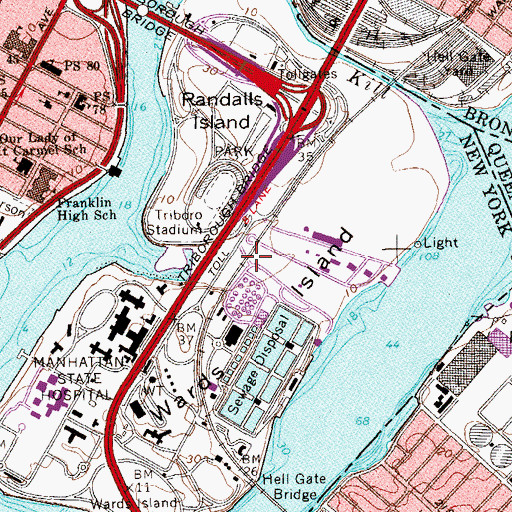 Topographic Map of Little Hell Gate Bridge (historical), NY