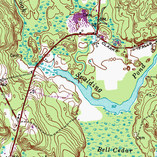 Topographic Map of Pendleton Hill Brook, CT