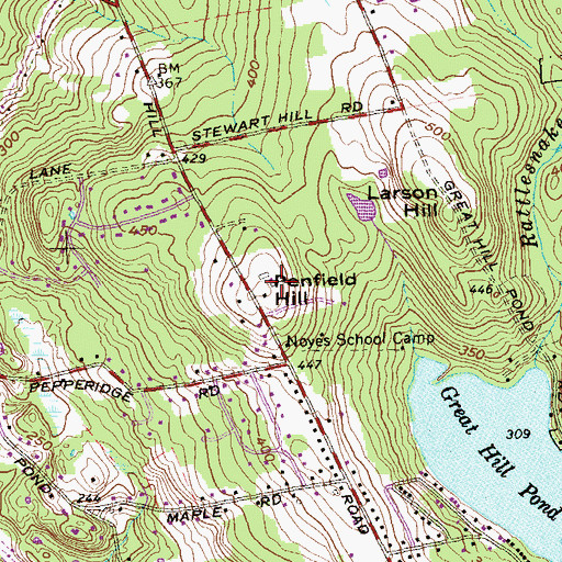 Topographic Map of Penfield Hill, CT