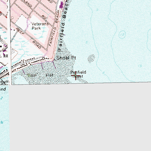 Topographic Map of Penfield Reef, CT