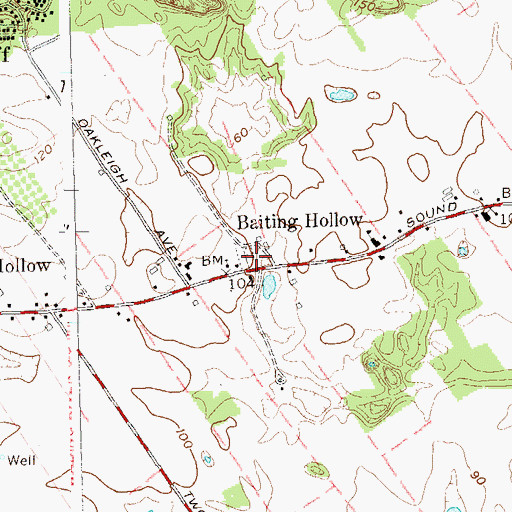Topographic Map of Baiting Hollow Cemetery, NY