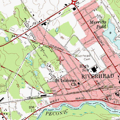 Topographic Map of Saint Isidore's School, NY
