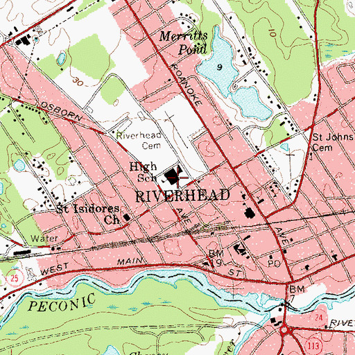 Topographic Map of Pulaski Street School, NY