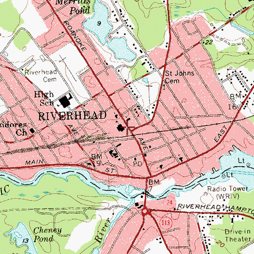 Topographic Map of Roanoke Avenue School, NY