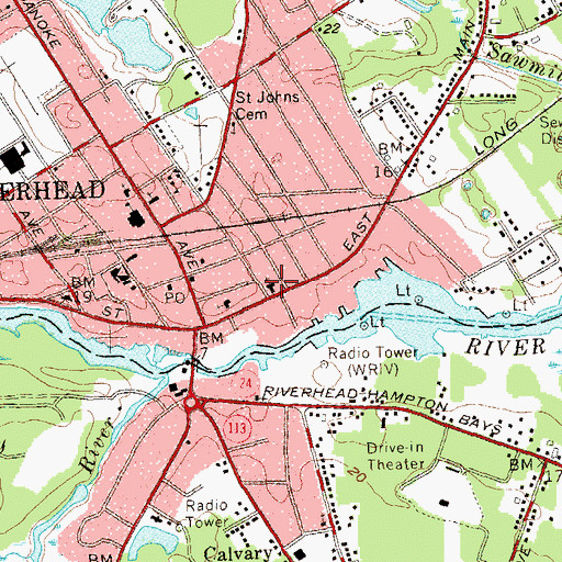 Topographic Map of Riverhead United Methodist Church, NY