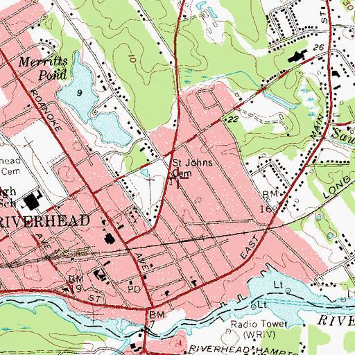 Topographic Map of Temple Israel of Riverhead, NY