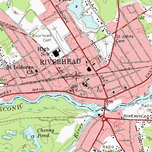 Topographic Map of Riverhead Station, NY