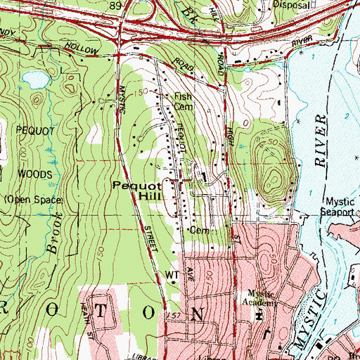 Topographic Map of Pequot Hill, CT