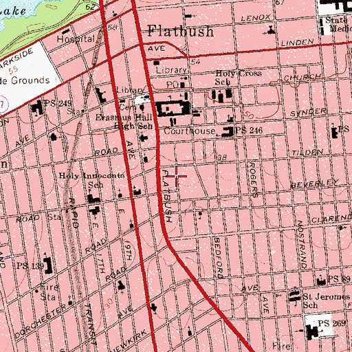 Topographic Map of Loew's Kings Theater, NY