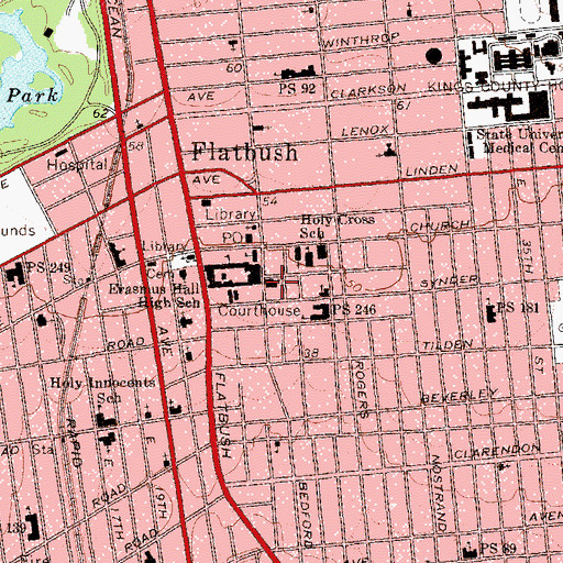 Topographic Map of Flatbush Boys Club, NY