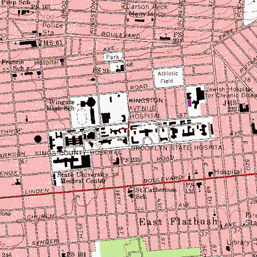 Topographic Map of William A White Clinic, NY