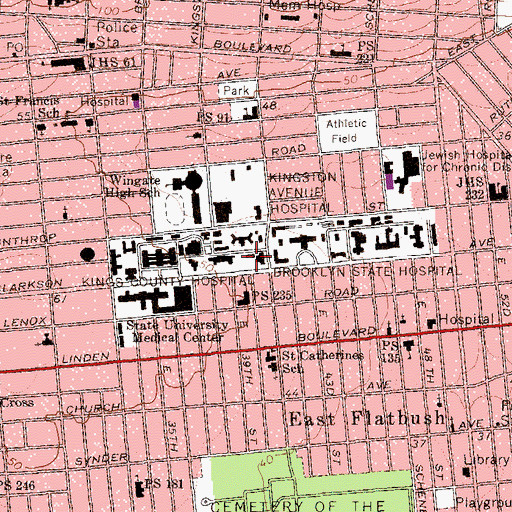 Topographic Map of John E Jennings Hospital, NY