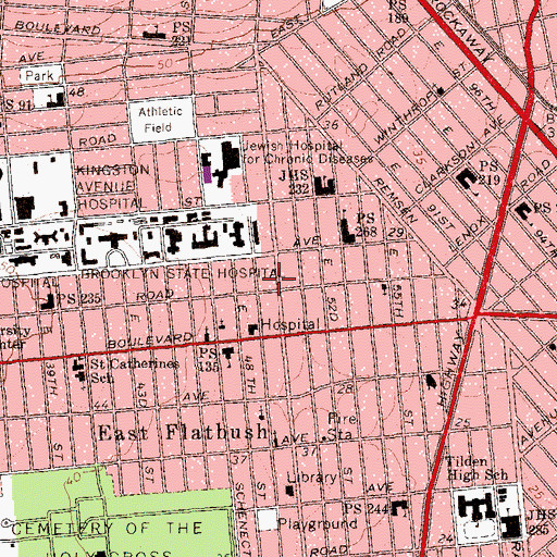 Topographic Map of Rugby Station Brooklyn Post Office, NY