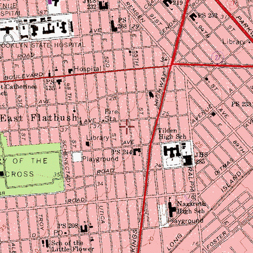 Topographic Map of Congregation Bnai Abraham of East Flatbush, NY