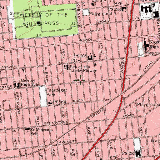 Topographic Map of Hyde Park Congregational Christian Church, NY