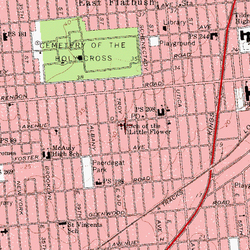 Topographic Map of Roman Catholic Church of Saint Therese of Lisieux, NY