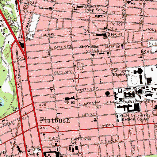 Topographic Map of Saint Marks Baptist Church, NY