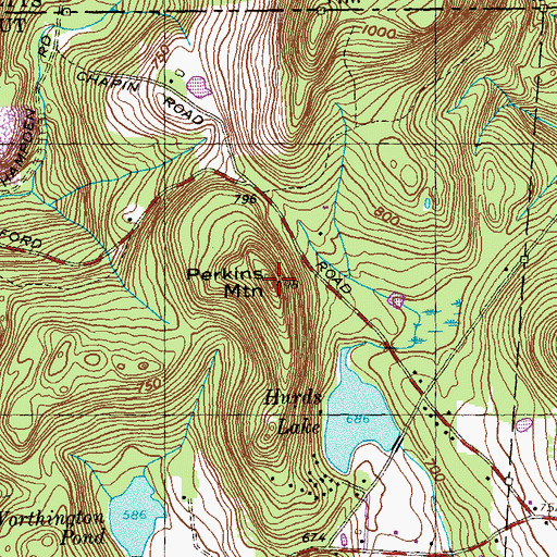 Topographic Map of Perkins Mountain, CT