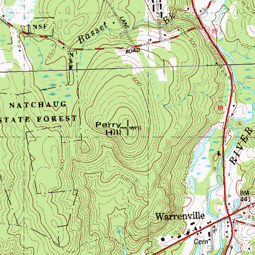 Topographic Map of Perry Hill, CT